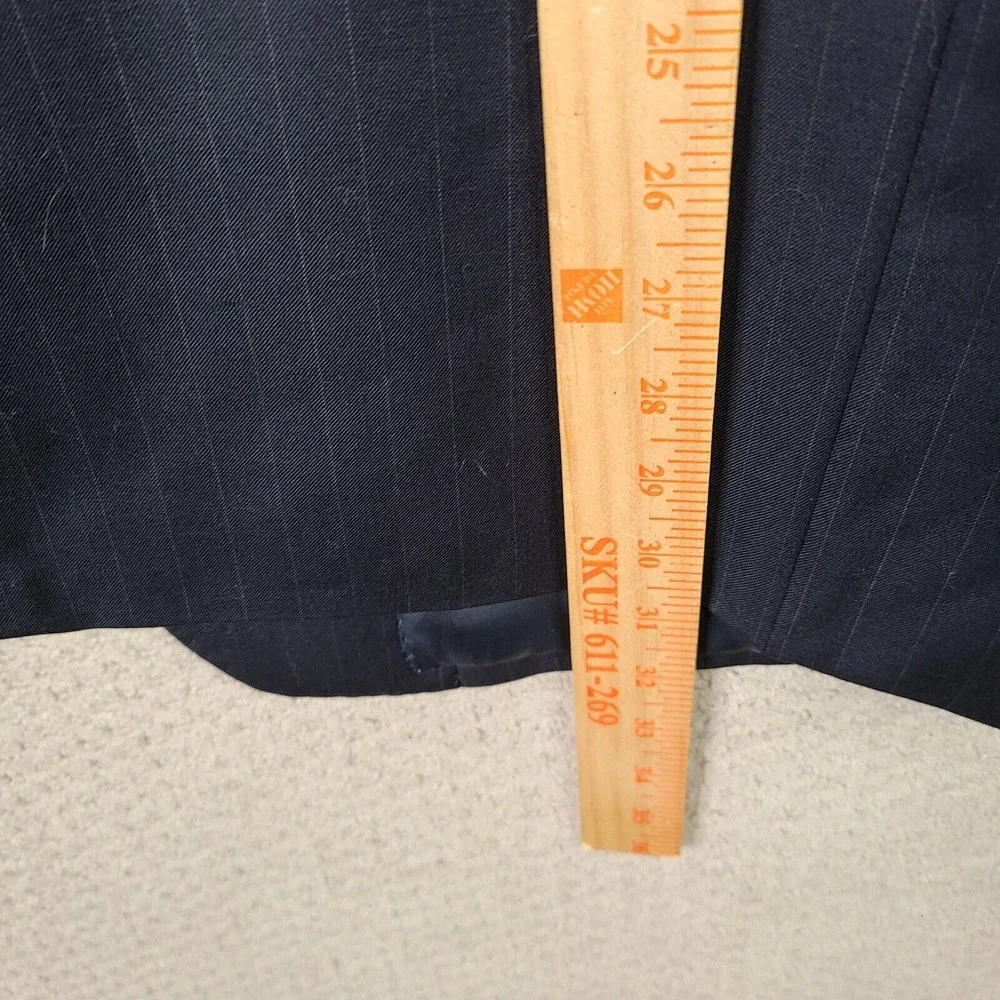 Andrew Fezza Jacket Men 44R Blue Stripe Blazer Worsted Wool Super 100s Suit Coat
